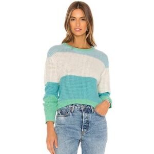 One Grey Day Los Angeles Colorblock Waffle Knit Wool Blend Sweater Blue XS